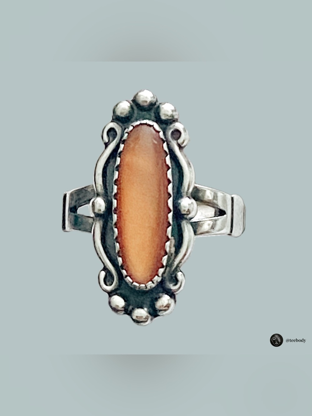 VTG WMCO Sterling Silver Southwestern Paua Shell Statement Ring Sz 5